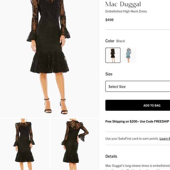 Disigner Mac Duggal, size 18, lace and beaded black dress. - Picture 2 of 3